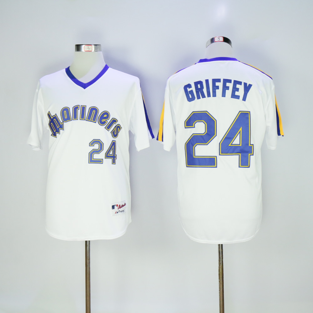 Men Seattle Mariners 24 Griffey White Throwback 1984 MLB Jerseys
